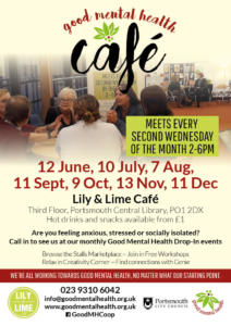 Flyer with dates of future cafe events
